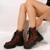 Леопардовые женские ботильоны на платформе с каблуками Брендовые осенне-зимние модные мотоциклетные ботинки Трендовые готические туфли-лодочки Botas Mujer