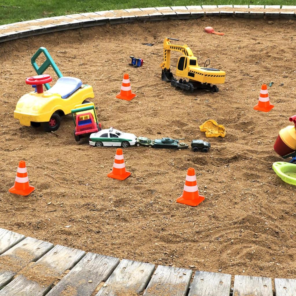 10 шт. Мини-конусы Миниатюрные дорожные конусы Мини-дорожные знаки Баррикады Знаки Дорожная сцена Дорожный затор Стройка Развлечение для всех возрастов