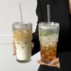 1/2/4Piece 20Ounces Glass Cup with Leak Proof Lid Thickened Glass and Glass Straw for Iced Coffee Smoothies Cocktails and Juices