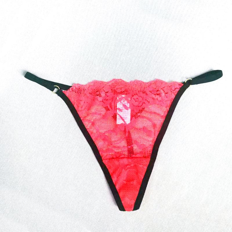Women's Lace Thong: Low Waist, Hip Lift, High Cut, Metal Detail, Thin Strap, Sexy T-Pants