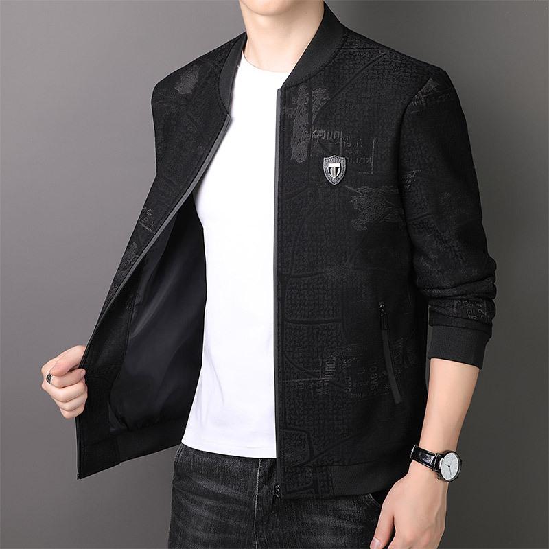 Осенне-зимнее повседневное мужское пальто с темным узором, свободное и тонкое, для пап среднего возраста, мужская куртка