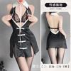 Erotic underwear women's lace free teasing perspective hollowed-out sexy cheongsam suit uniform temptation