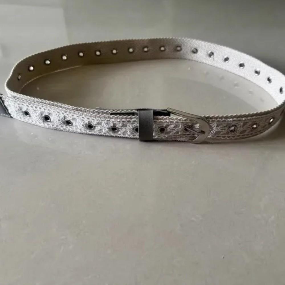 Y2K Lace Waistband Metal Buckle Dress Jeans Belt Fashion Canvas Waist Belt  Spicy Girls