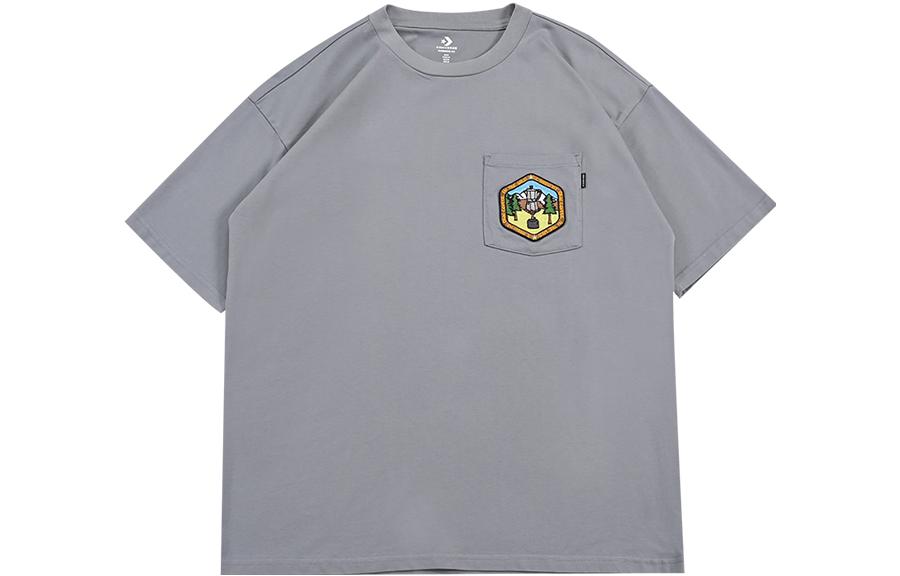 Men's Converse T-Shirts Men's Gray Crew Neck Moderate Straight Fit