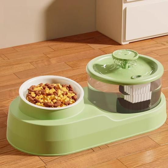 Диспенсер для воды и еды для кошек 2 в 1 Автоматическая кормушка для кошек 1 л Набор из фонтана для воды и миски для еды для кошек, живущих в помещении, и маленьких собак