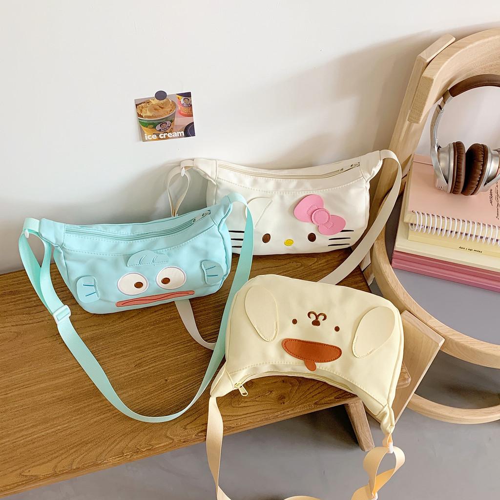 Hello Kitty Animal Pattern Single Shoulder Bag Made Of Nylon Lightweight For Teens