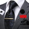 Hi-Tie Mens Silk Tie Set Brooch Pin Necktie Hanky Cufflinks Tie Clip for Business Wedding