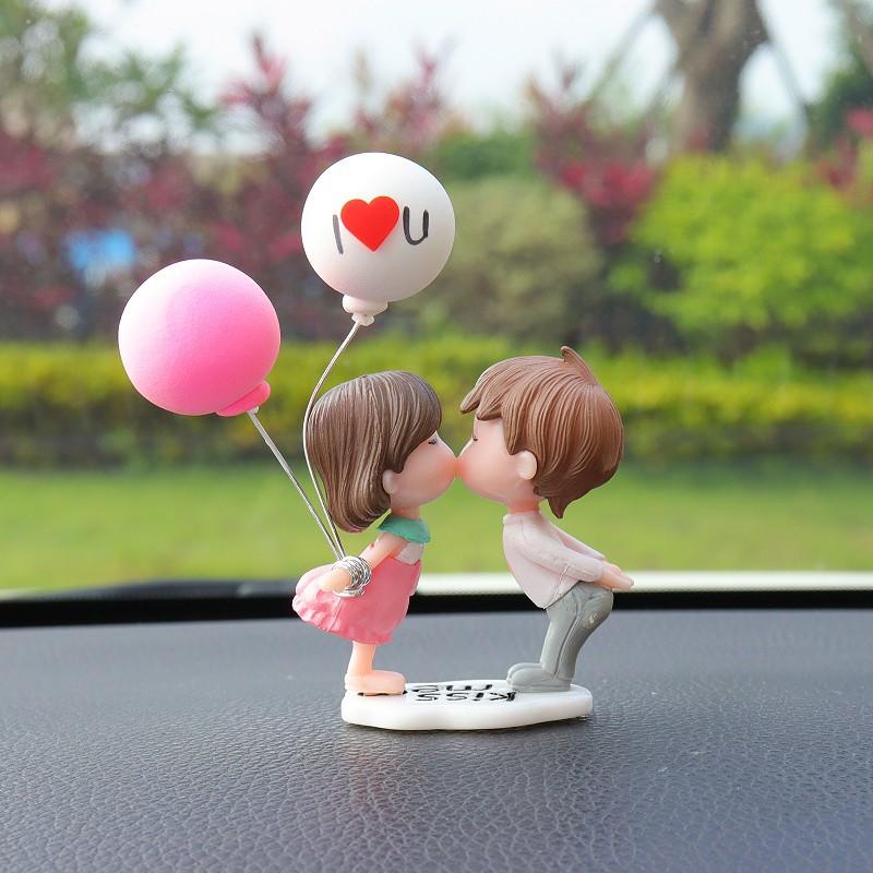 Car Decoration Cute Cartoon Couples car mirror accessories Action Figure Figurines Balloon Ornament Auto Interior Dashboard Gift