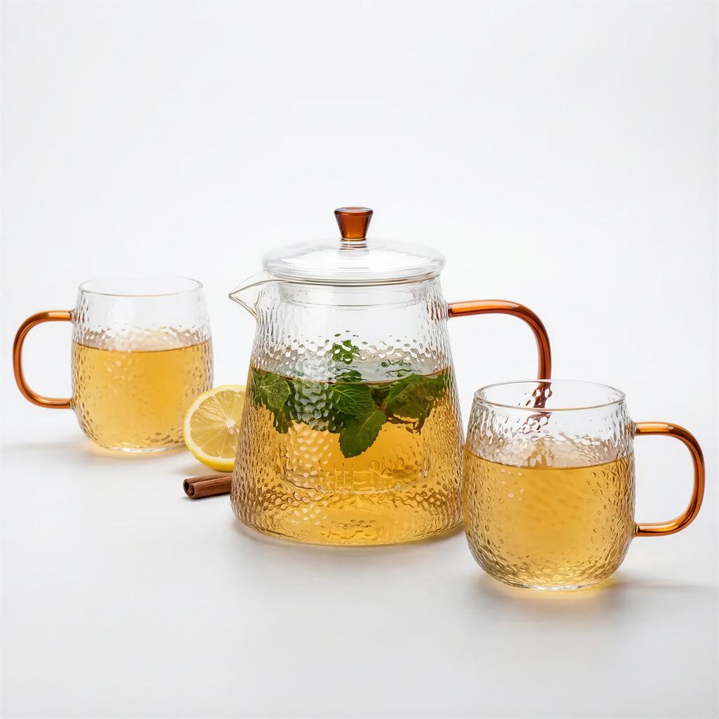 GLASS JUG TEA INFuser 1L WITH FILTER 2 GLASSES AMBER EAR