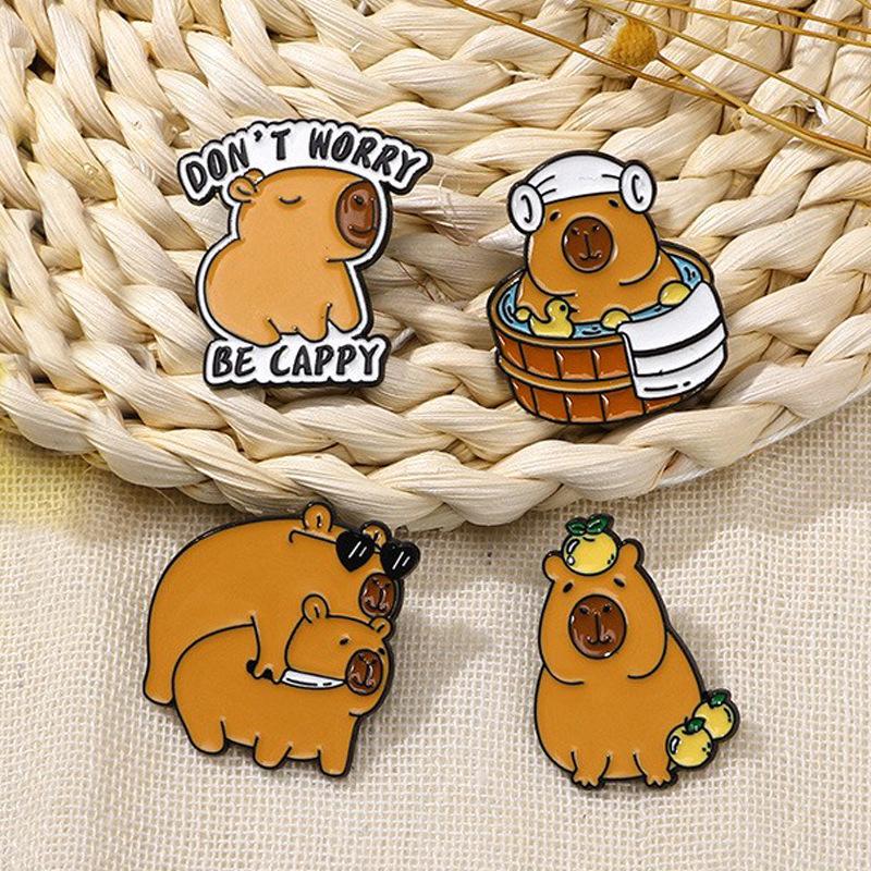 Original Cute Capybara Cartoon Brooch - Adorable Alloy Badge & Book Decoration