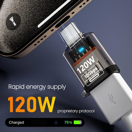 Адаптер Type-C Male to USB A Female 120 Вт USB 3.2 Gen2 адаптер Двусторонний 10 Гбит/с передача данных Прозрачный корпус адаптер