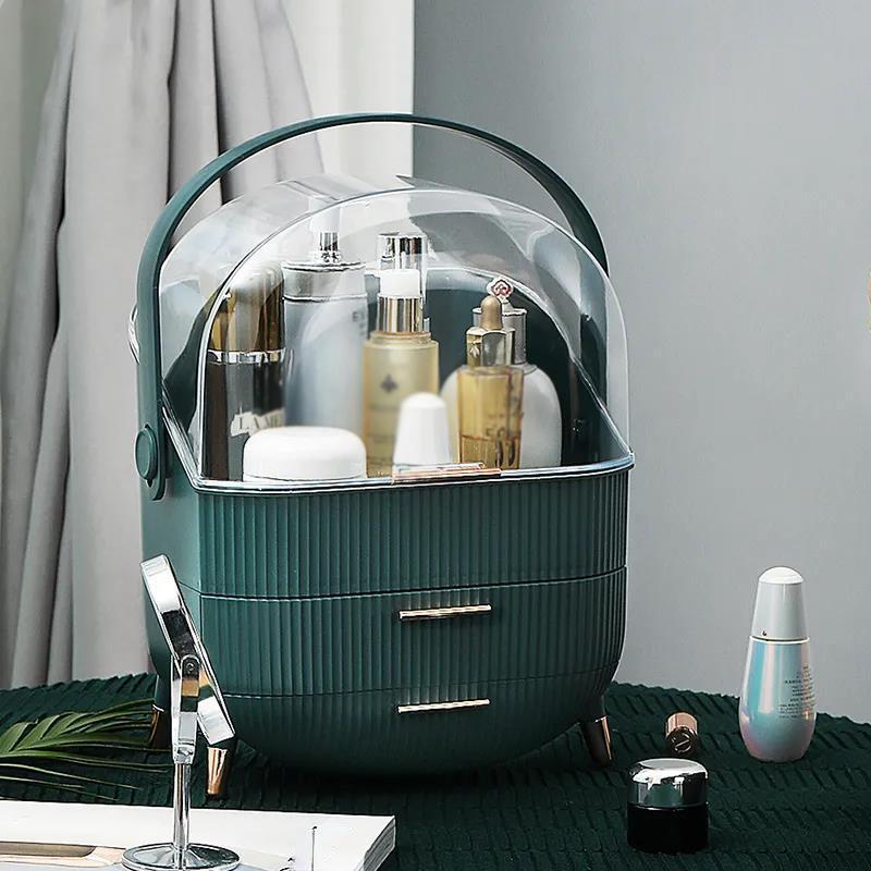 Настольные органайзеры для макияжа, косметические ящики для хранения, ящик большой емкости, контейнер для лака для ногтей, портативный косметический органайзер, коробка