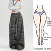 Women's Retro High Waist Camouflage Wide Leg Jeans - Slimming, Straight Leg, Floor Length