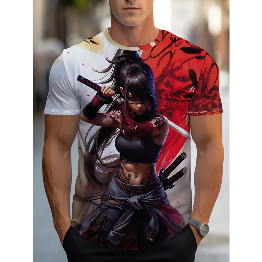 Крутая дышащая мягкая летняя мужская футболка с короткими рукавами и принтом «воин» с круглым вырезом