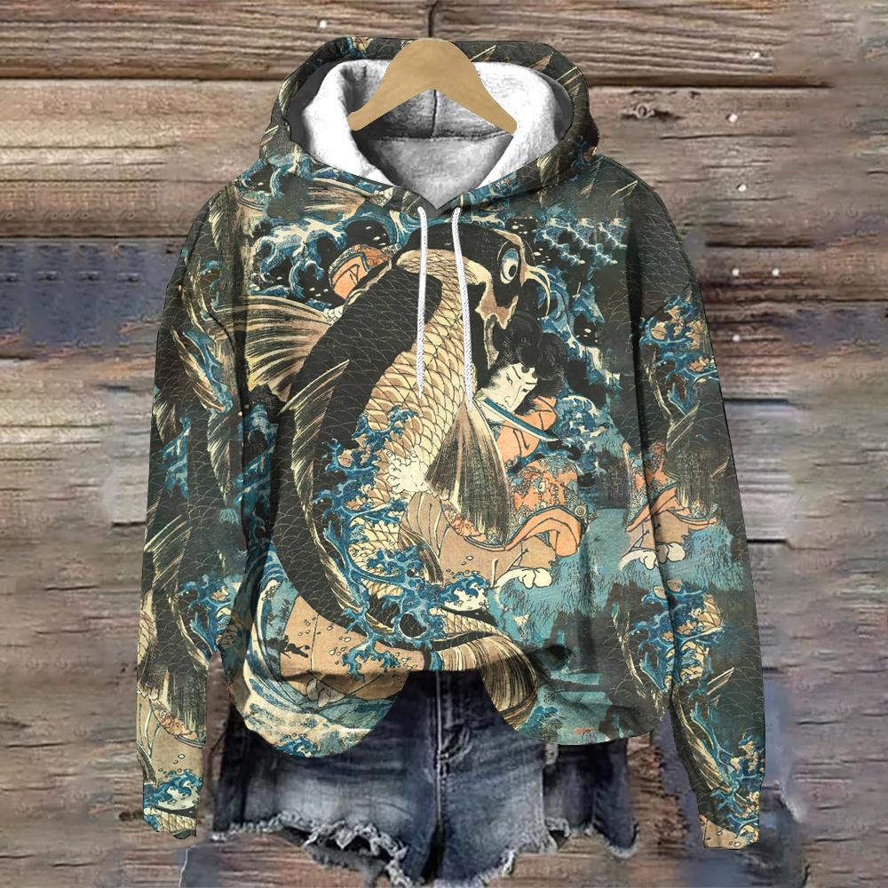 Осень/Зима Пуловеры Толстовки С Узором Морских Животных Женские Толстовки Модная Женская Одежда Топы Повседневные Свободные Женские Толстовки