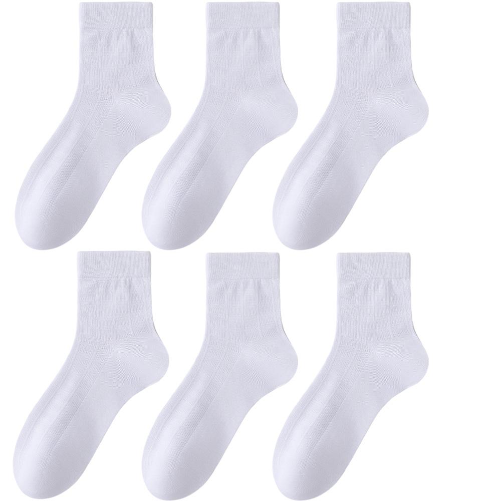 6 пар мужских летних носков из бамбукового волокна, сетчатые, дышащие, деловые, модные, однотонные, черные, белые, с защитой от запаха, впитывающие влагу