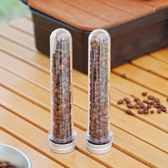 60 мл Одноразовая пробирка для хранения кофейных зерен Прозрачный ПЭТ Контейнер для кофейных зерен эспрессо Бутылка Дозировочная пробирка Сосуд Чашка Капсула Банка с крышкой