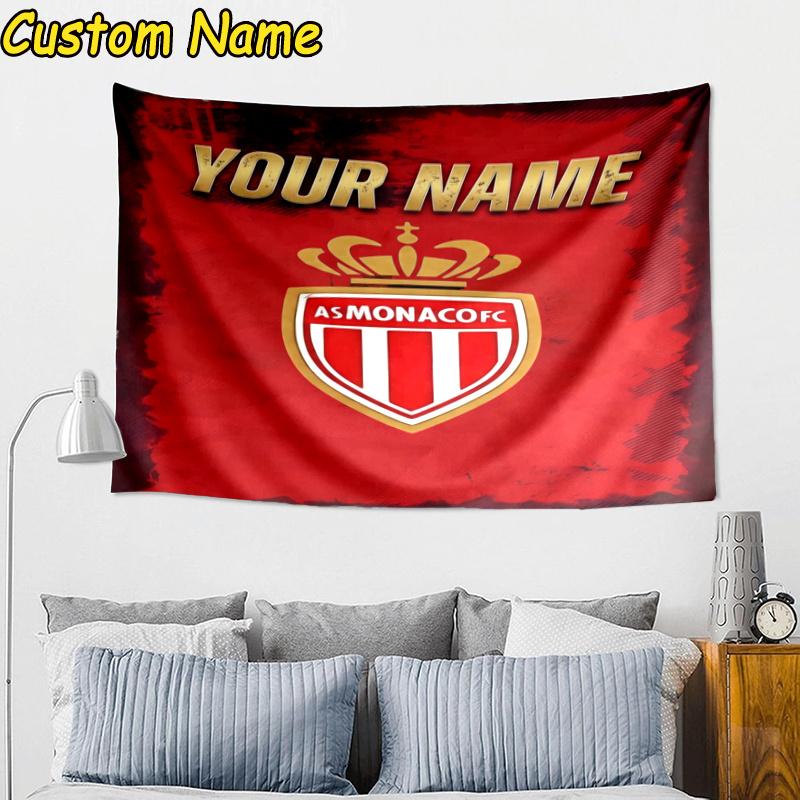 Custom Name As Monaco Crest Hanging Tapestry Background Tapestry for Bedroom Living Room Dorm,Home Party Wall Decoration,Fan Gifts