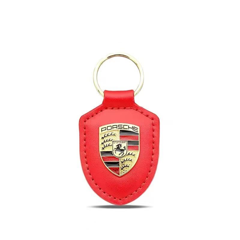 PU Leather Car Lanyard Keychain Men Women Shield modeling Key Ring Jewelry For Porsche Boxster Cayman Cayenne 911 Macan Panamera cgsy30