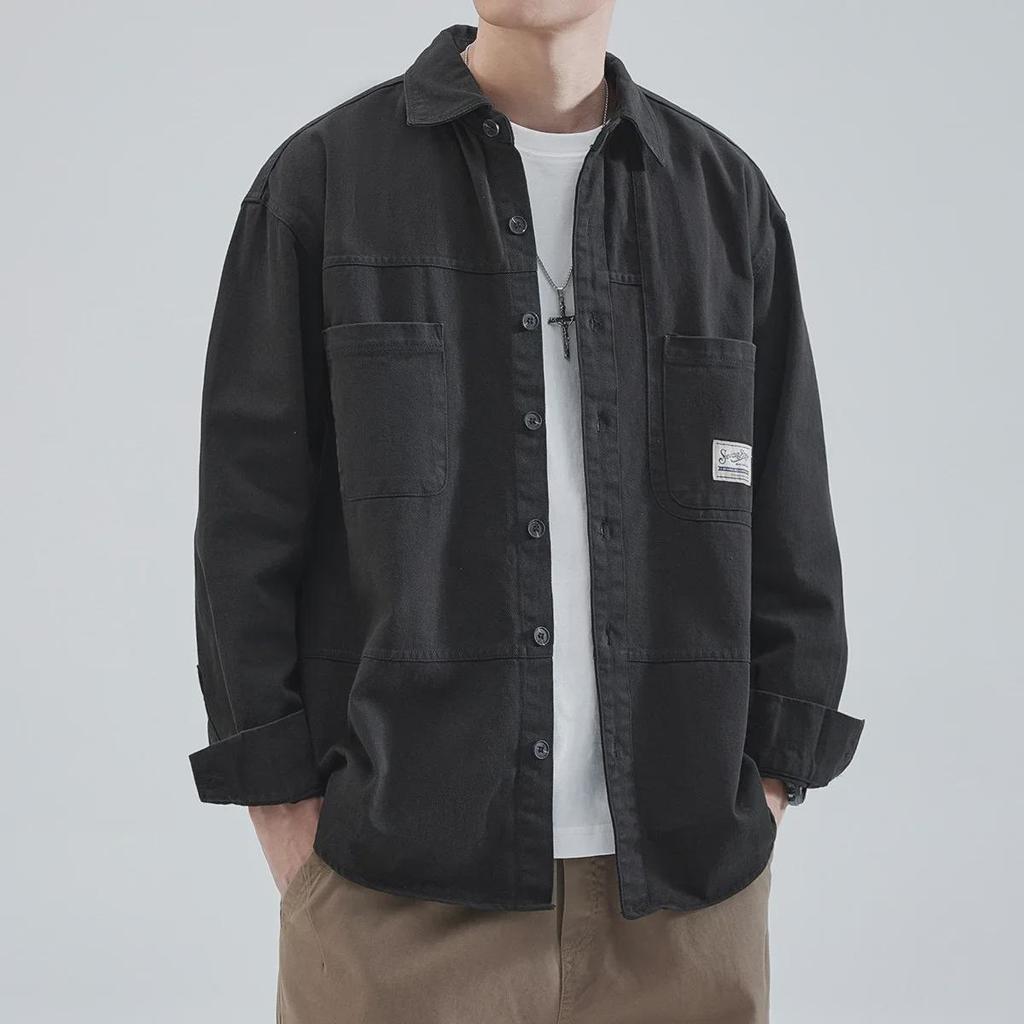 Men's Fashion Long Sleeve Japanese Work Shirt - Casual All-Match, Cool High-End Spring/Autumn Jacket