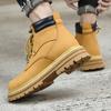 Мужские осенние нескользящие универсальные рабочие ботинки из натуральной кожи для отдыха на толстой подошве с износостойкой подошвой