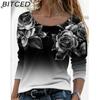 Women's Fashion Casual Autumn Winter Floral Print Long Sleeve O-Neck Blouses & Shirts
