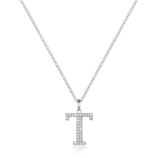 Sufair стерлингового серебра 925 пробы с кубическим цирконием, первоначальное имя, подвеска в виде буквы, ожерелье для женщин, цепочка, подарок на годовщину свадьбы, дня рождения