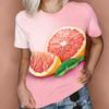 Women's Fashion 3D Printed Grapefruit Graphic T-Shirt, Short Sleeve Round Neck Knitted Top, Comfort Fit Top