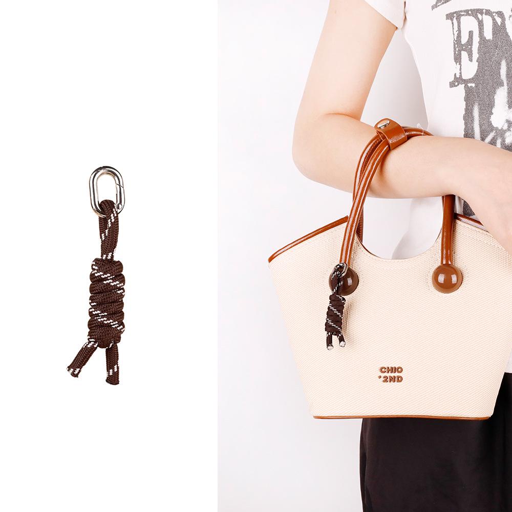 Natural Wood Bead Charm Anklet & Handmade Keychain Pendant