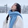 Однотонный шарф с бахромой из имитации кашемира для зимних путешествий по Северо-Востоку, удлиненный и утолщенный шарф из мохера, мягкий и восковой, для женщин