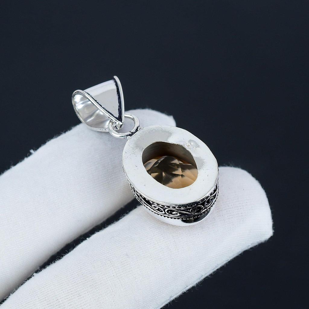 Morganite Gemstone Silver Pendant In 925 Sterling Silver - Handmade Oval Design, Everyday Wear Jewelry Father's Day Gift