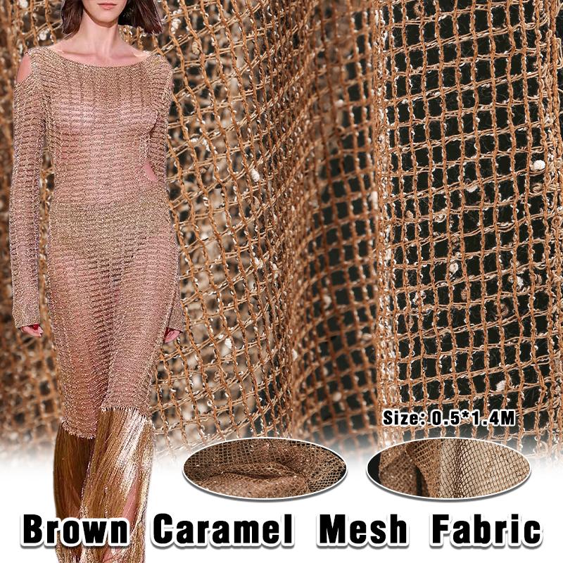 50x140 см Сетчатая ткань с вырезами, прозрачная, с текстурой частиц, для DIY, винтажных платьев, одежды, шитья, дизайнерская ткань