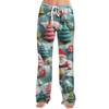 Ladies' Loose And Casual Christmas Printed Wide Leg Pants With Elastic Waistband Drawstring And Pocket Pants