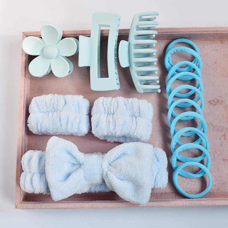 Мягкая повязка на голову с бантом, туалетная резинка, многоцветная, матовая, с матовым покрытием, большая заколка, высокоэластичная резинка для волос, набор из 16 штук