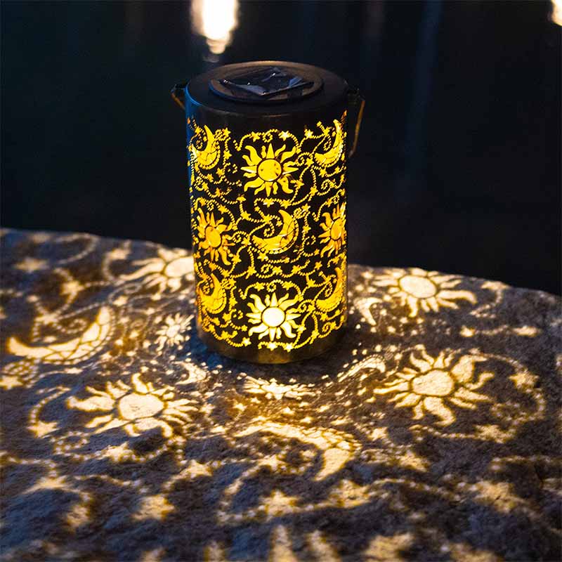 Солнечные фонарики, уличный декор сада, подвесные солнечные фонари, металлический декор Солнца, Луны и звезд, уличные фонарики для патио, двора, стола, дорожки