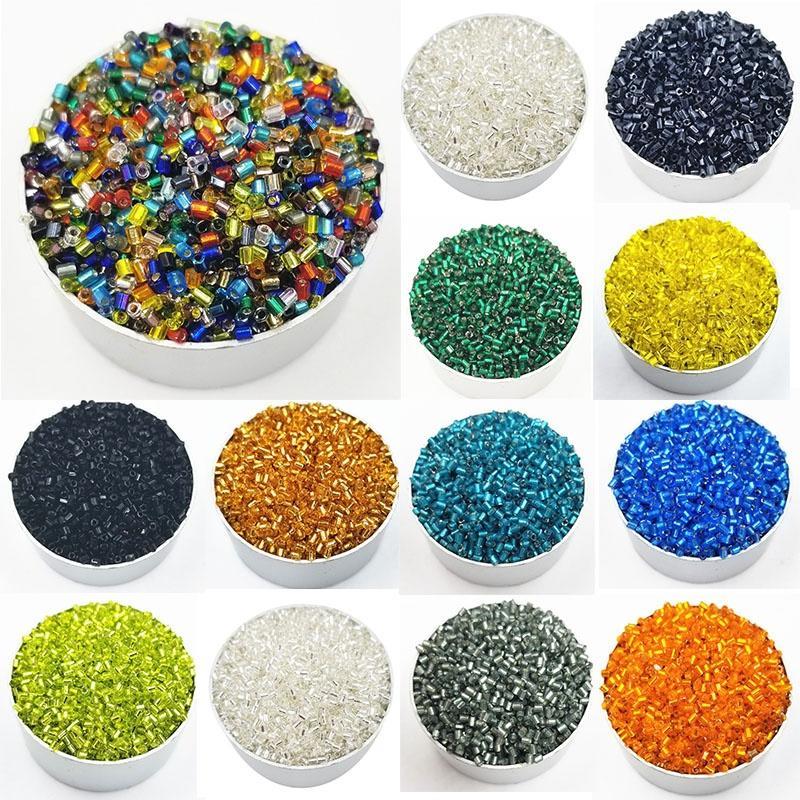 цилиндрические стеклянные бусы для рукоделия диаметр 2мм,1000шт,15цветов.