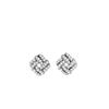 Stud Earrings Women's Square Staggered Design Full of Diamond Stud Earrings Exquisite Fashion Cold Wind Temperament Earrings
