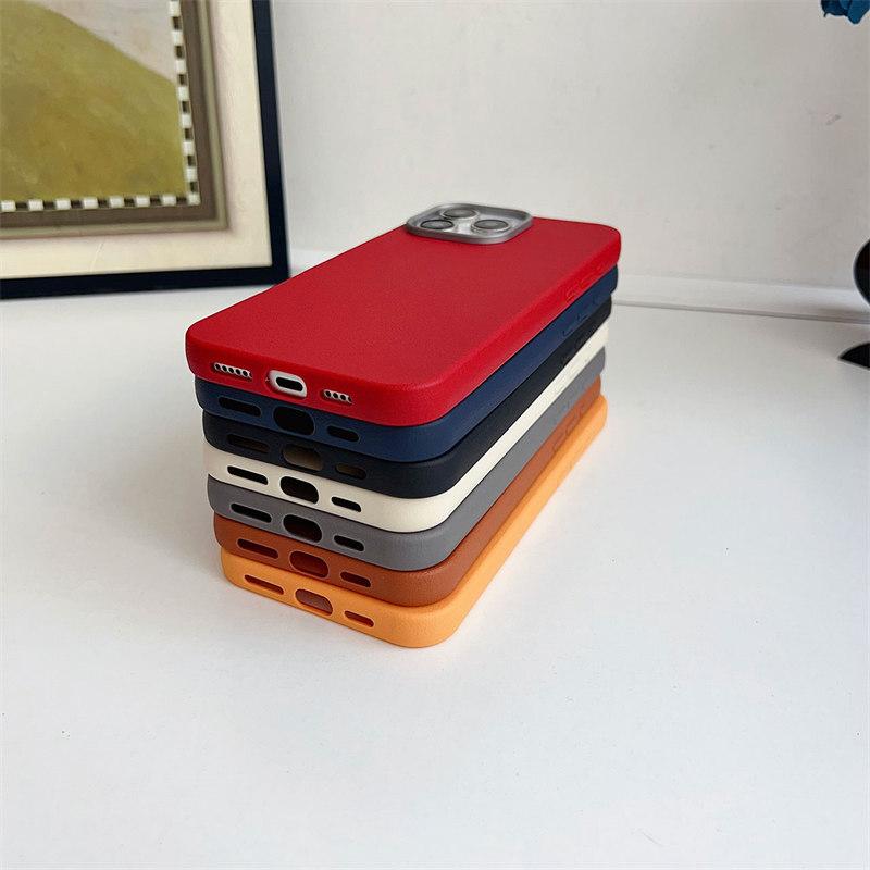 TPU Soft Matte Magnetic Housing iPhone 16 Pro Max 15 Plus 14 Pro 13 12 11 Solid Color Leather Texture Shock Proof Case