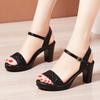 Chunky Heel Platform Women's Heeled Sandals Summer 2024 New Buckle Strap Elegant Sandals for Women Fashion Bling PU Shoes Ladies