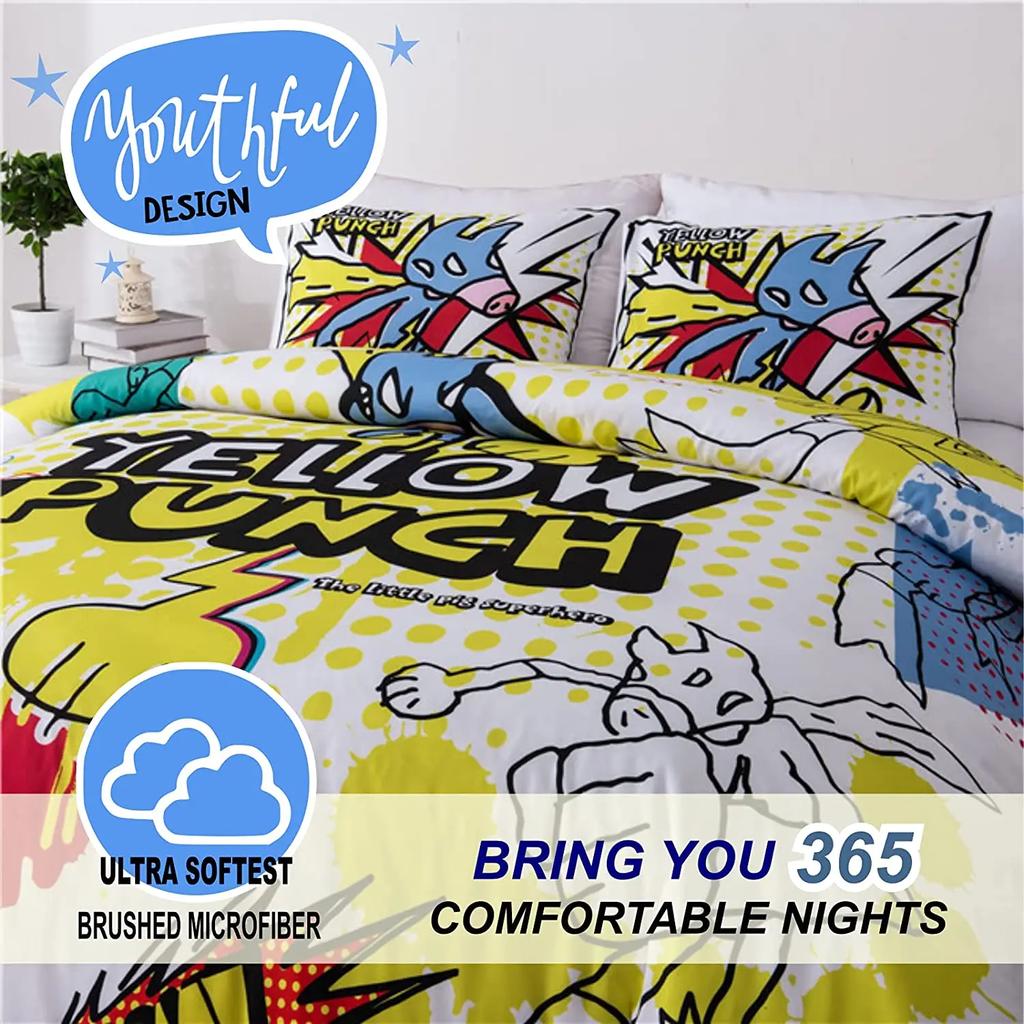 Пододеяльник Tye Dye, желтый, эстетичный, аниме, для мальчиков, комплект постельного белья на молнии, детский спальный гарнитур, мягкий, из полиэстера, чехол