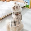 Весенне-летняя тонкая рубашка в клетку с мишкой для кошек, двуногая, для щенков, котят, собак, домашних питомцев, одежда для кошек