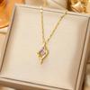 Japan and South Korea Simple Popular Wind Titanium Steel Necklace Female Niche Exquisite Internet Celebrity Zircon Clavicle Chain High-end Jewelry
