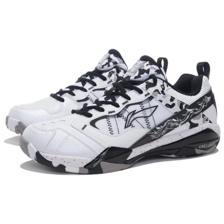 Li Ning Резиновые Профессиональные Амортизирующие Износостойкие Поддерживающие Упругие Низкие Бадминтонные Кроссовки Унисекс Белый Черный AYAR015-1