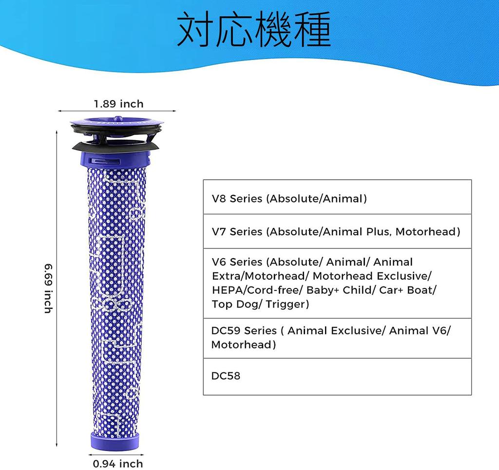 KIOMOKI Замена для пылесоса 3 штуки для Dyson DC58 DC59 DC61 DC62 DC74 V6 V7 V8 Фильтр Совместимый Фильтр Предварительный фильтр Предварительный фильтр