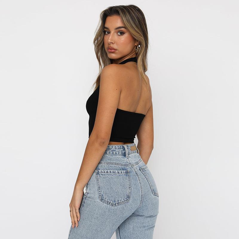 Женские топы на бретелях, повседневный спортивный жилет без рукавов, хлопковые мягкие летние женские укороченные топы с лямкой на спине, облегающие топы на бретельках без рукавов