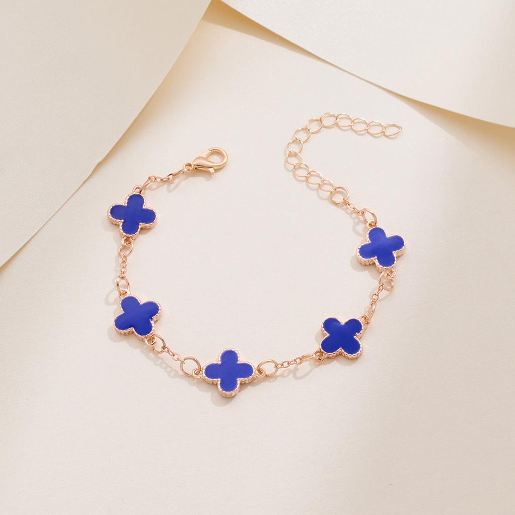 Five Flowers Four-leaf Clover Bracelet Women Senior Sense of Light Luxury Exquisite Double-sided Mother-of-pearl Hand Jewelry