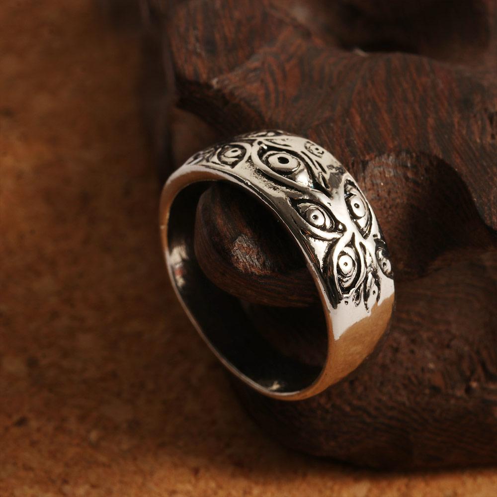 Подарок унисекс женский рок панк хип-хоп кольцо на палец много размеров серебряный цвет резные глаза кольцо