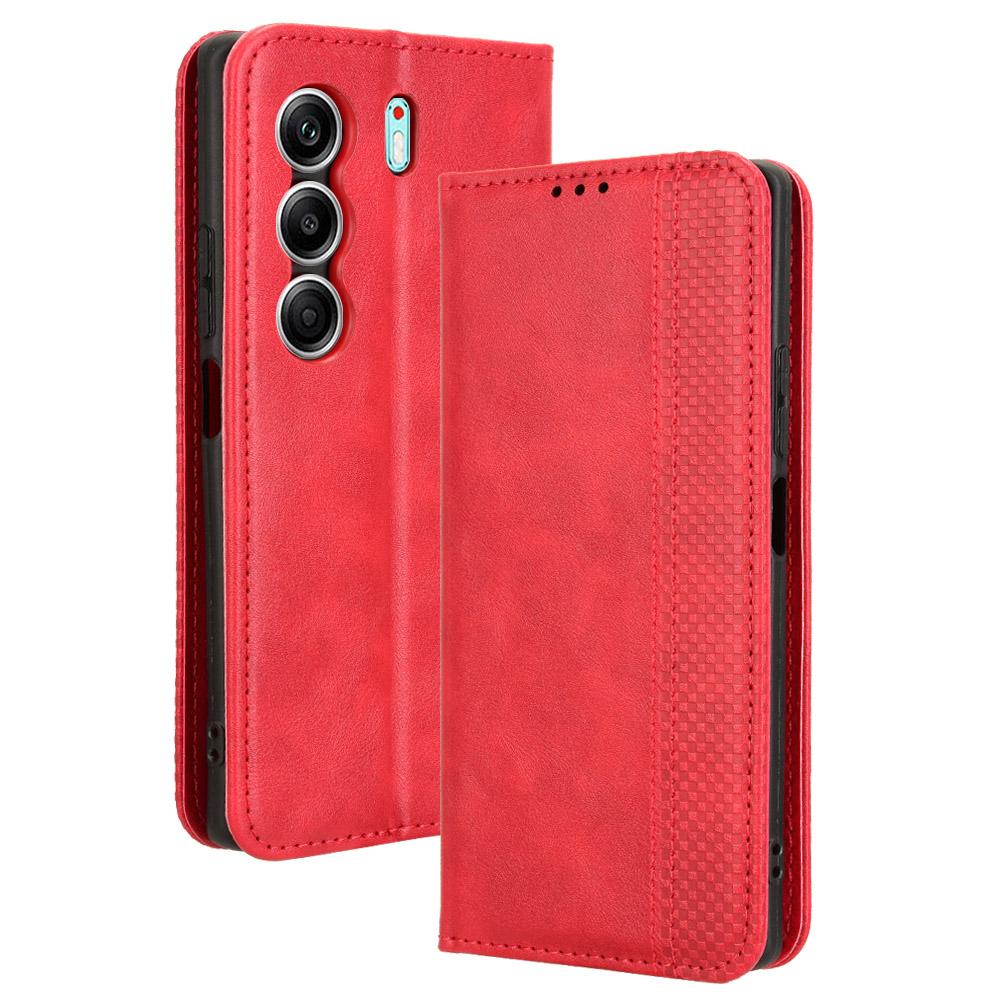 Для TECNO Camon 40 4G CM5 Кожаный чехол-кошелек с подставкой Ретро текстура Чехол для телефона