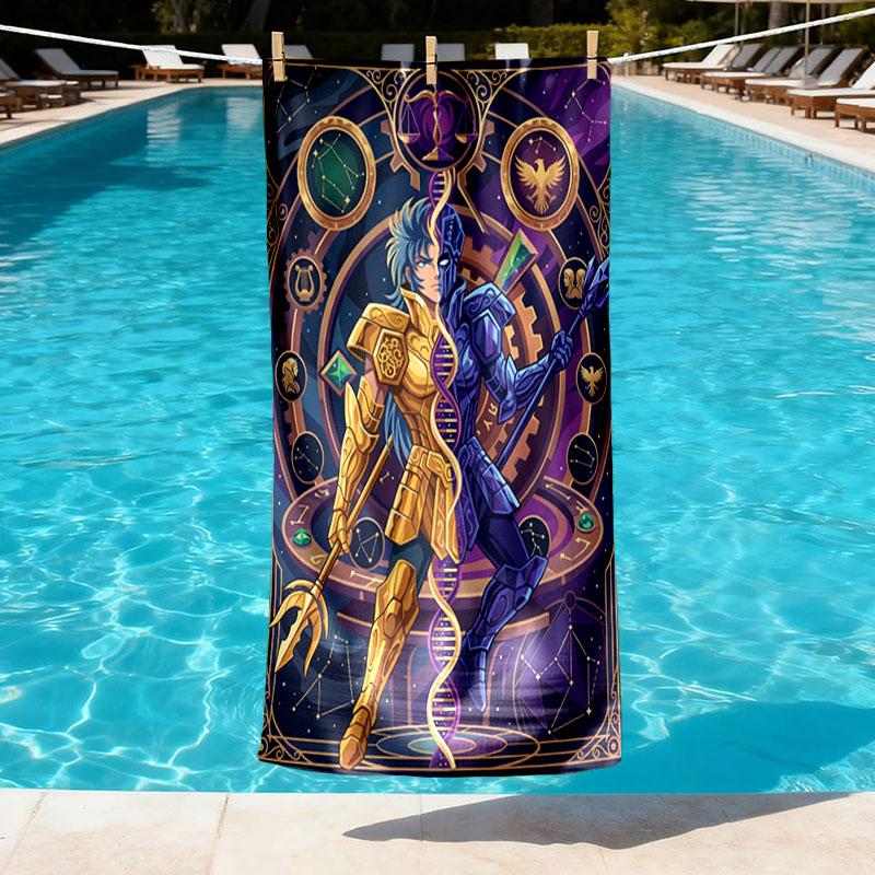 Saint Seiya Print Beach Towel Design, Soft, Lightweight. for Home Bathroom, Spa, Pool, Yoga, Surfing, Camping, Gift for Family, Friend