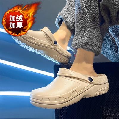 Большие размеры хлопчатобумажные туфли мужские 48 зимние бархатные теплые мешковины хлопковые тапочки толстая подошва одна педаль 47 пара тапочек женские